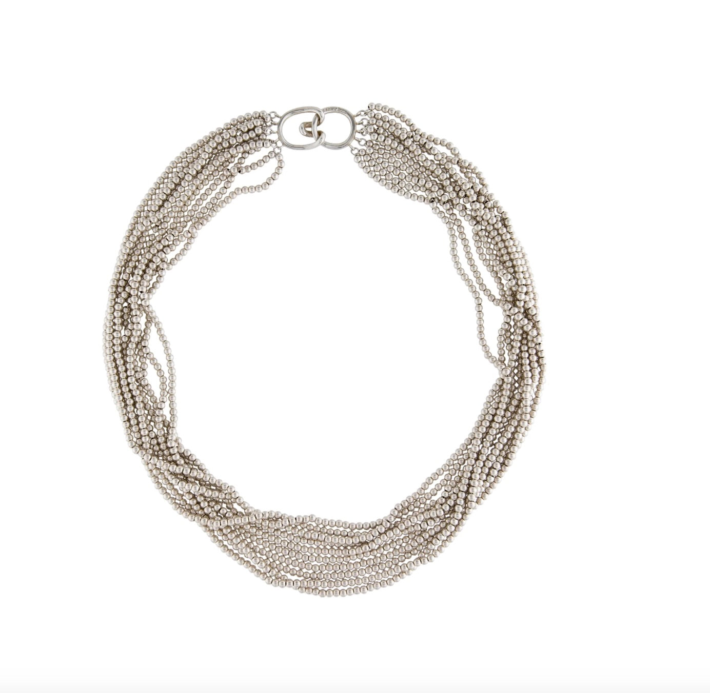 TIFFANY & CO. BEADED MULTISTRAND TORSADE STERLING SILVER COLLAR NECKLACE