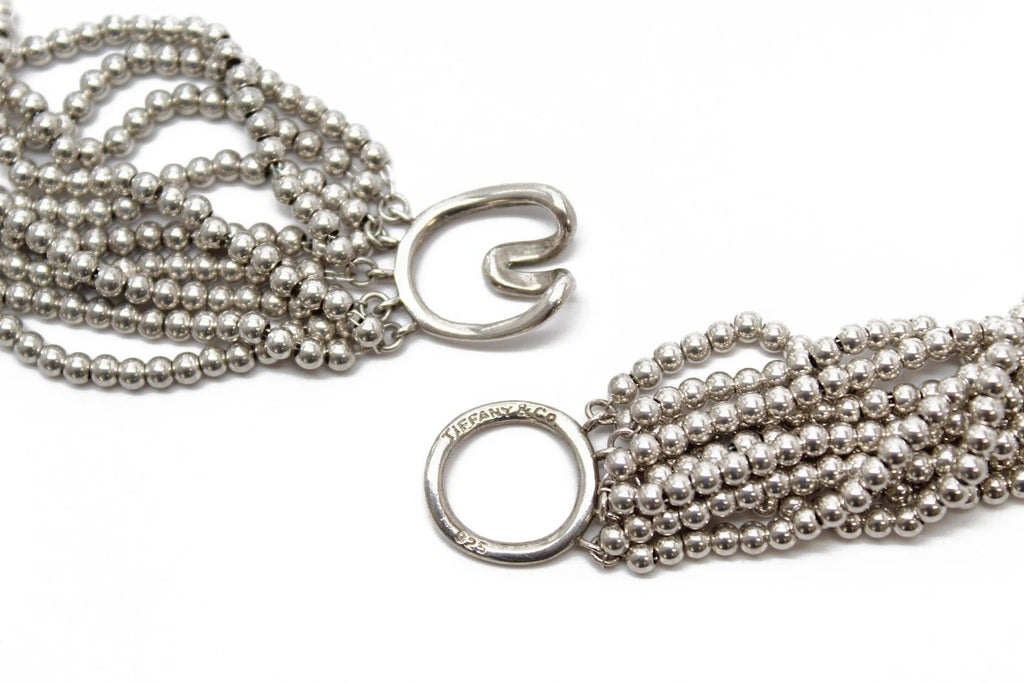 TIFFANY & CO. BEADED MULTISTRAND TORSADE STERLING SILVER COLLAR NECKLACE