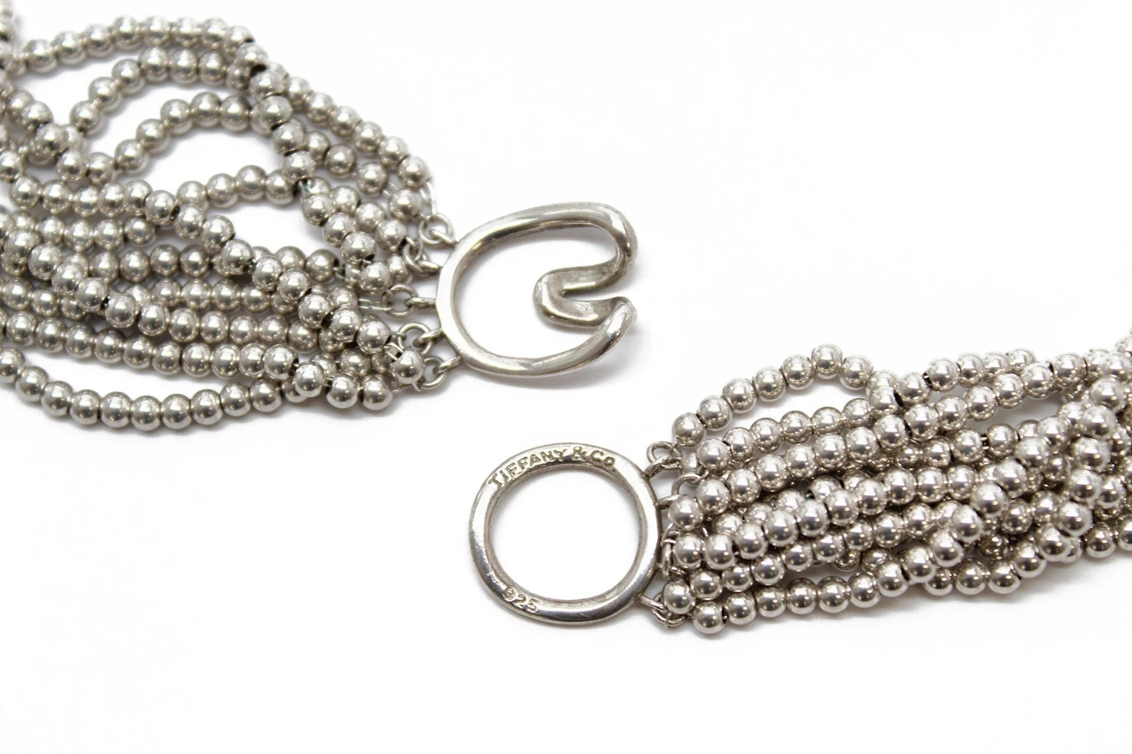 TIFFANY & CO. BEADED MULTISTRAND TORSADE STERLING SILVER COLLAR NECKLACE