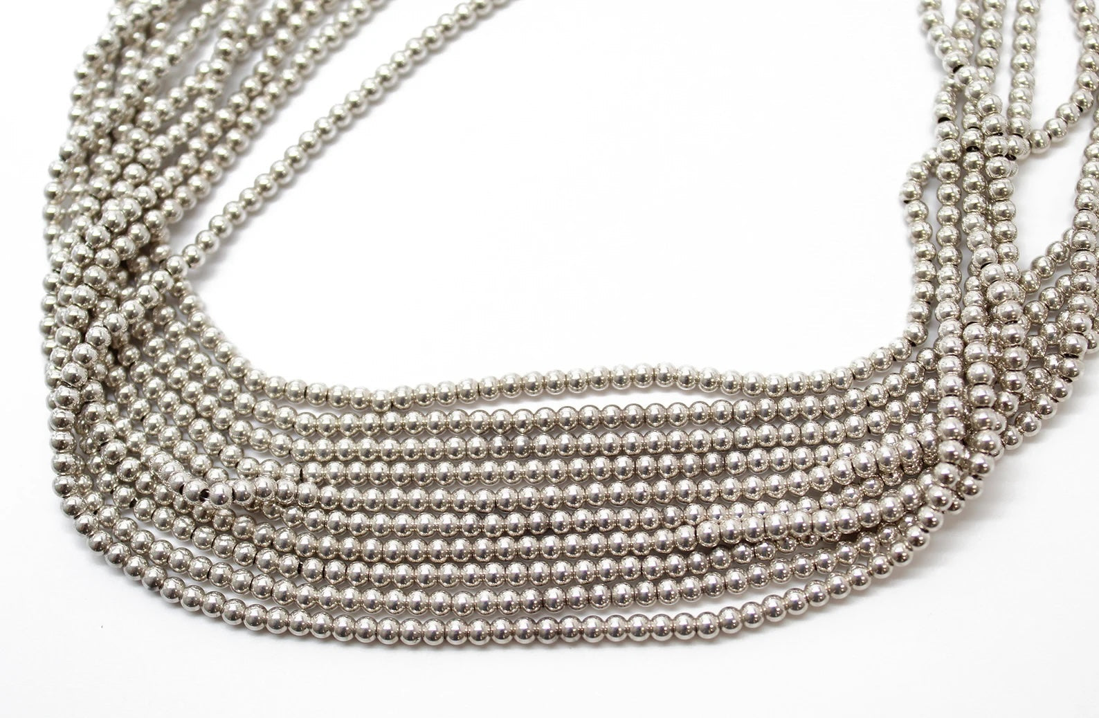 TIFFANY & CO. BEADED MULTISTRAND TORSADE STERLING SILVER COLLAR NECKLACE