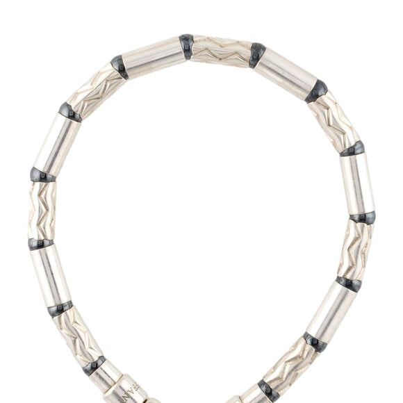 TIFFANY & CO. HEMATITE & AZTEC CARVED STERLING SILVER BRACELET