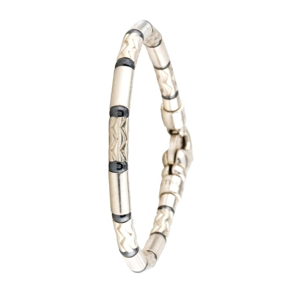 TIFFANY & CO. HEMATITE & AZTEC CARVED STERLING SILVER BRACELET
