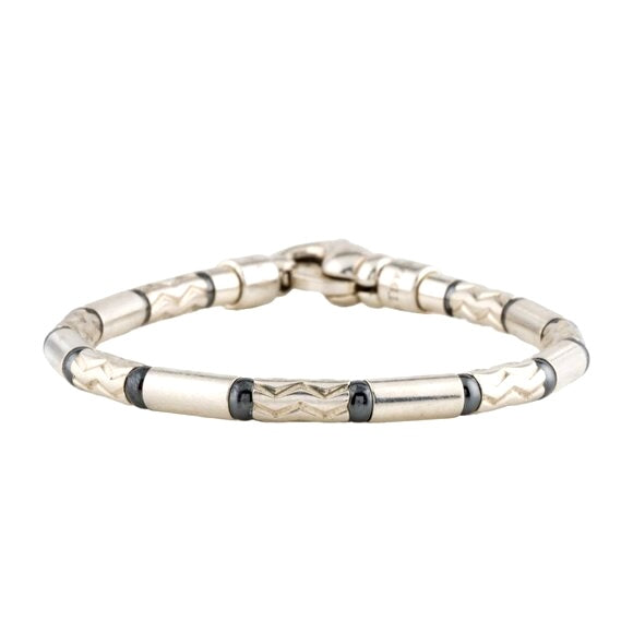 TIFFANY & CO. HEMATITE & AZTEC CARVED STERLING SILVER BRACELET