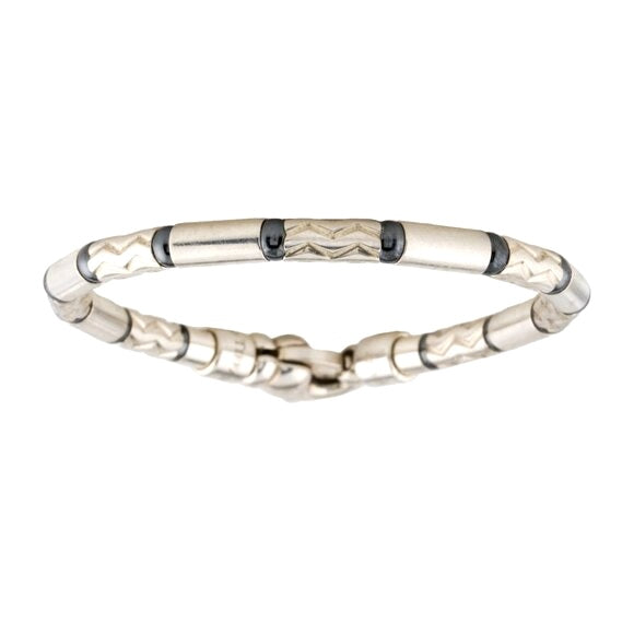 TIFFANY & CO. HEMATITE & AZTEC CARVED STERLING SILVER BRACELET