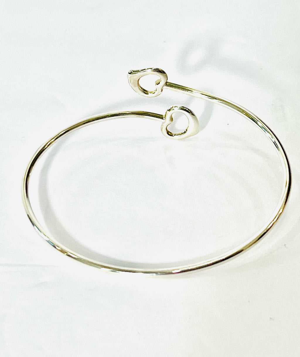 TIFFANY & CO. ELSA PERETTI STERLING SILVER 925 DOUBLE OPEN HEART BRACELET