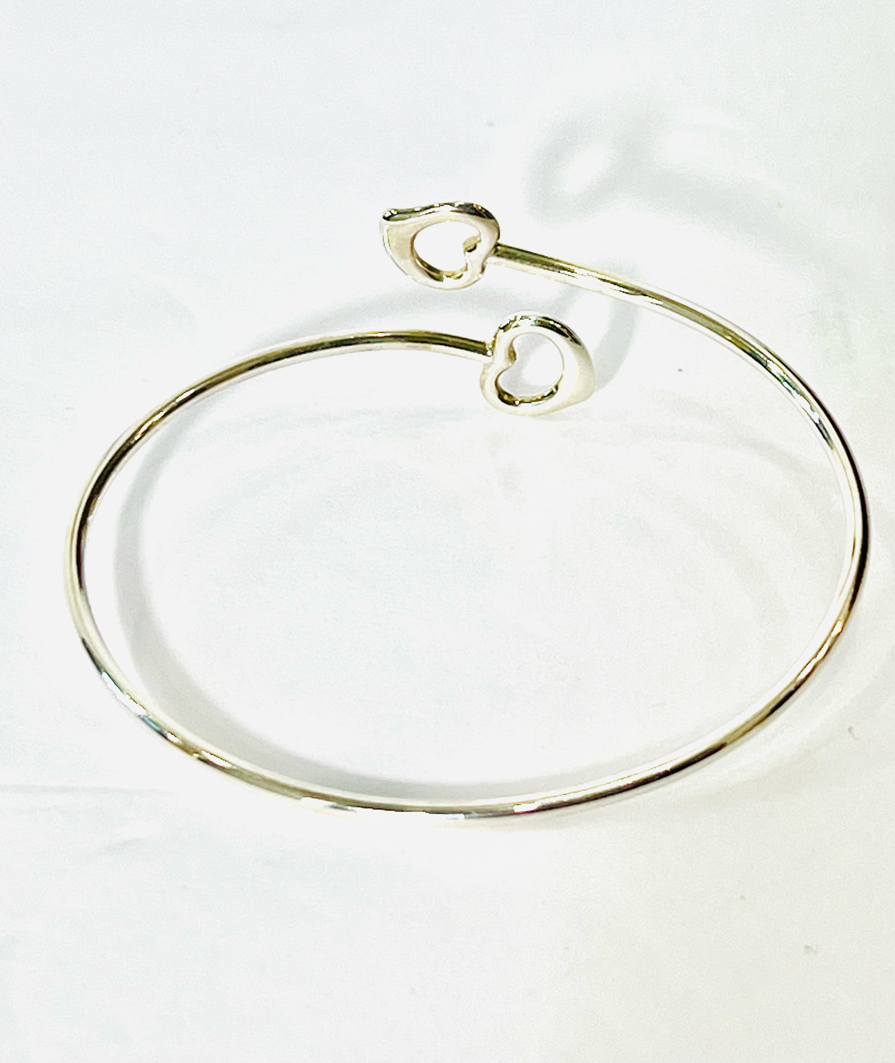 TIFFANY & CO. ELSA PERETTI STERLING SILVER 925 DOUBLE OPEN HEART BRACELET