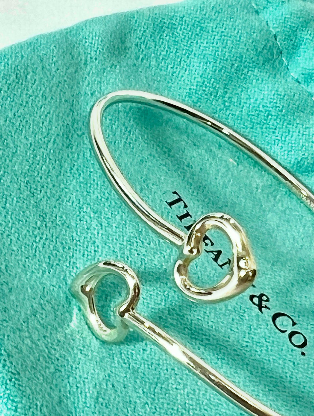 TIFFANY & CO. ELSA PERETTI STERLING SILVER 925 DOUBLE OPEN HEART BRACELET
