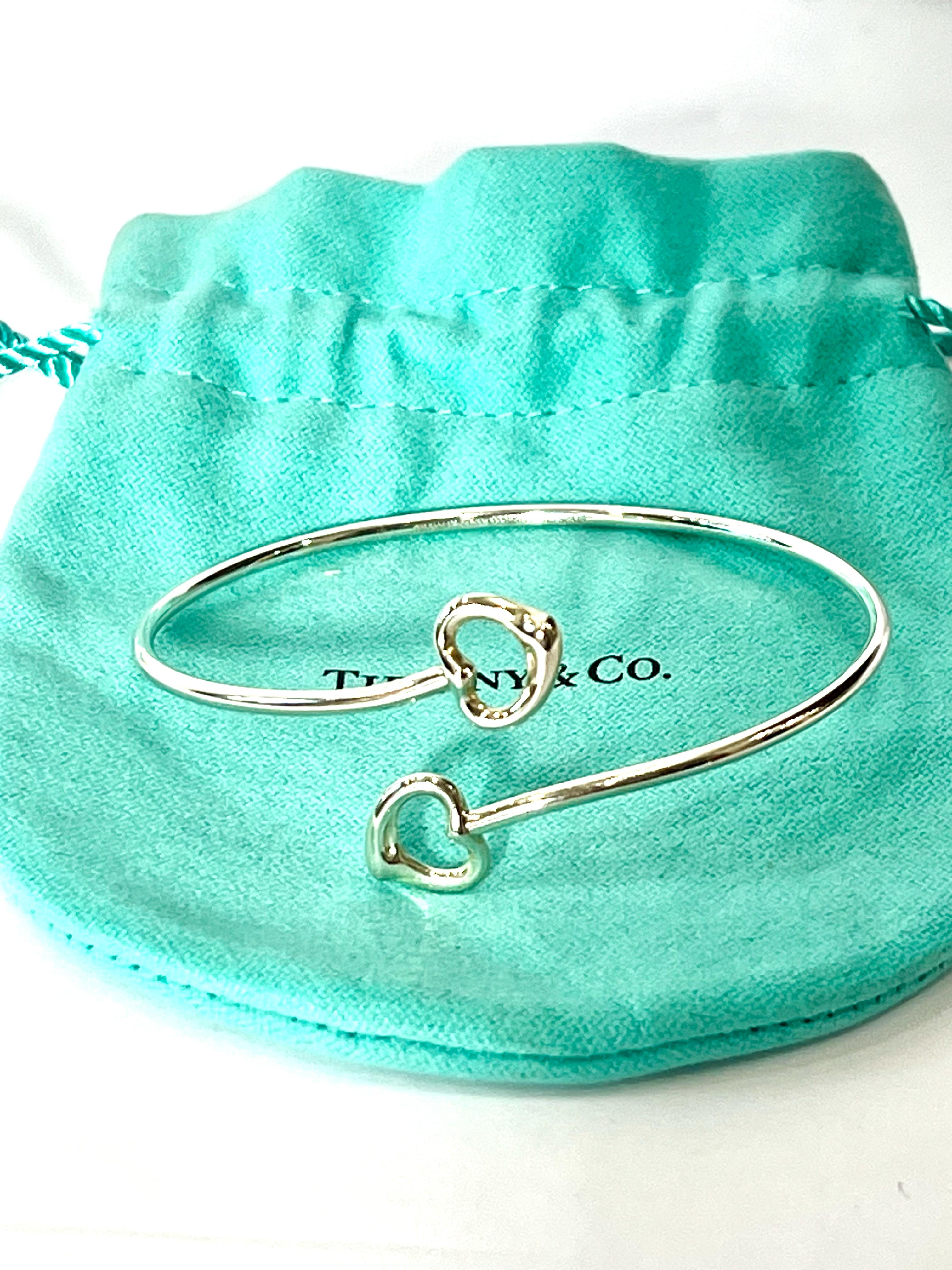 TIFFANY & CO. ELSA PERETTI STERLING SILVER 925 DOUBLE OPEN HEART BRACELET