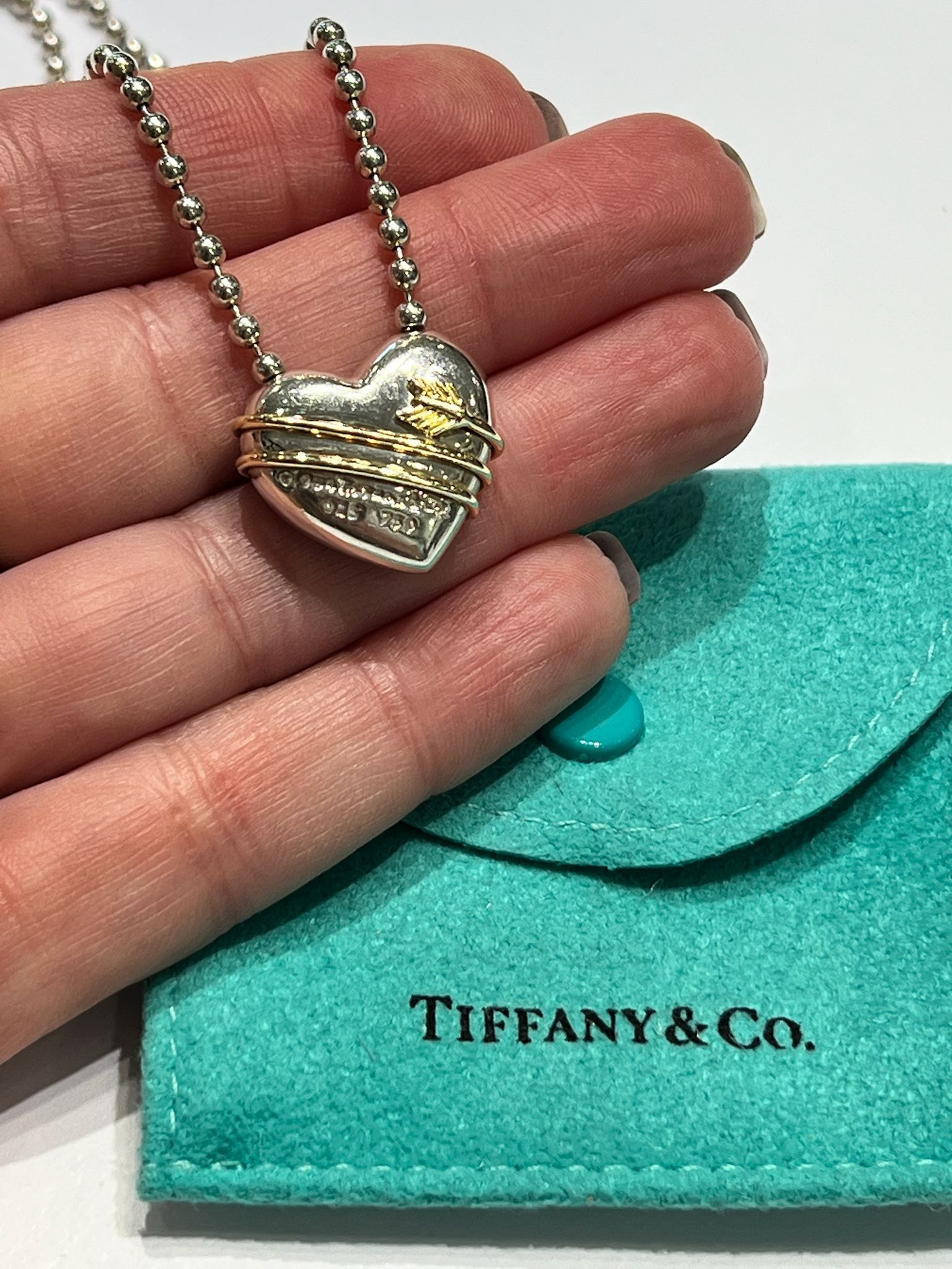 TIFFANY & CO. STERLING 18K GOLD HEART PENDANT