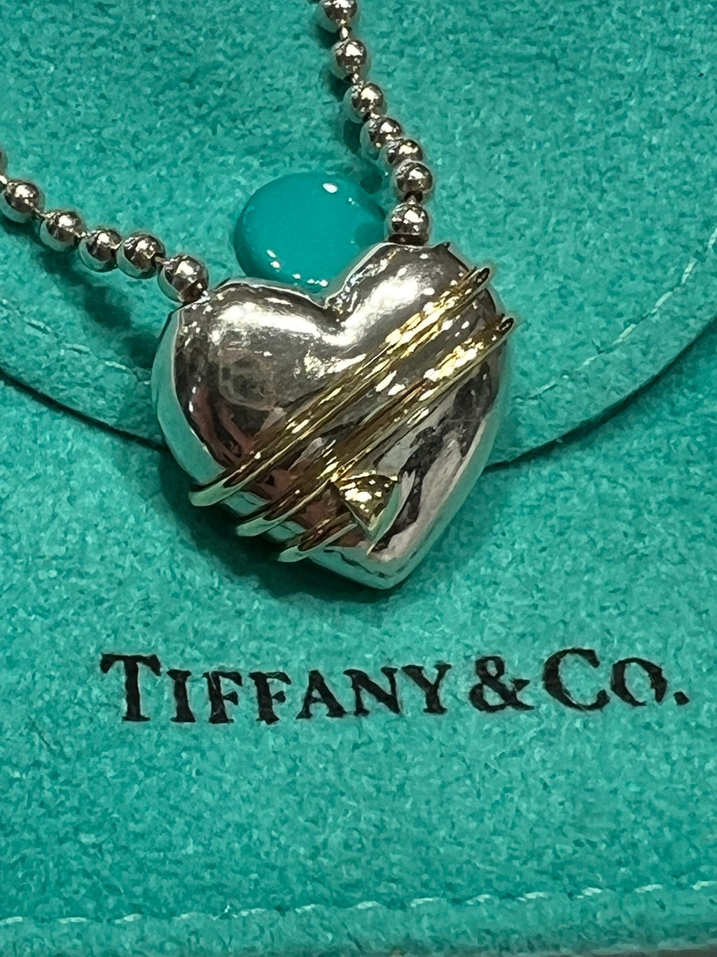 TIFFANY & CO. STERLING 18K GOLD HEART PENDANT