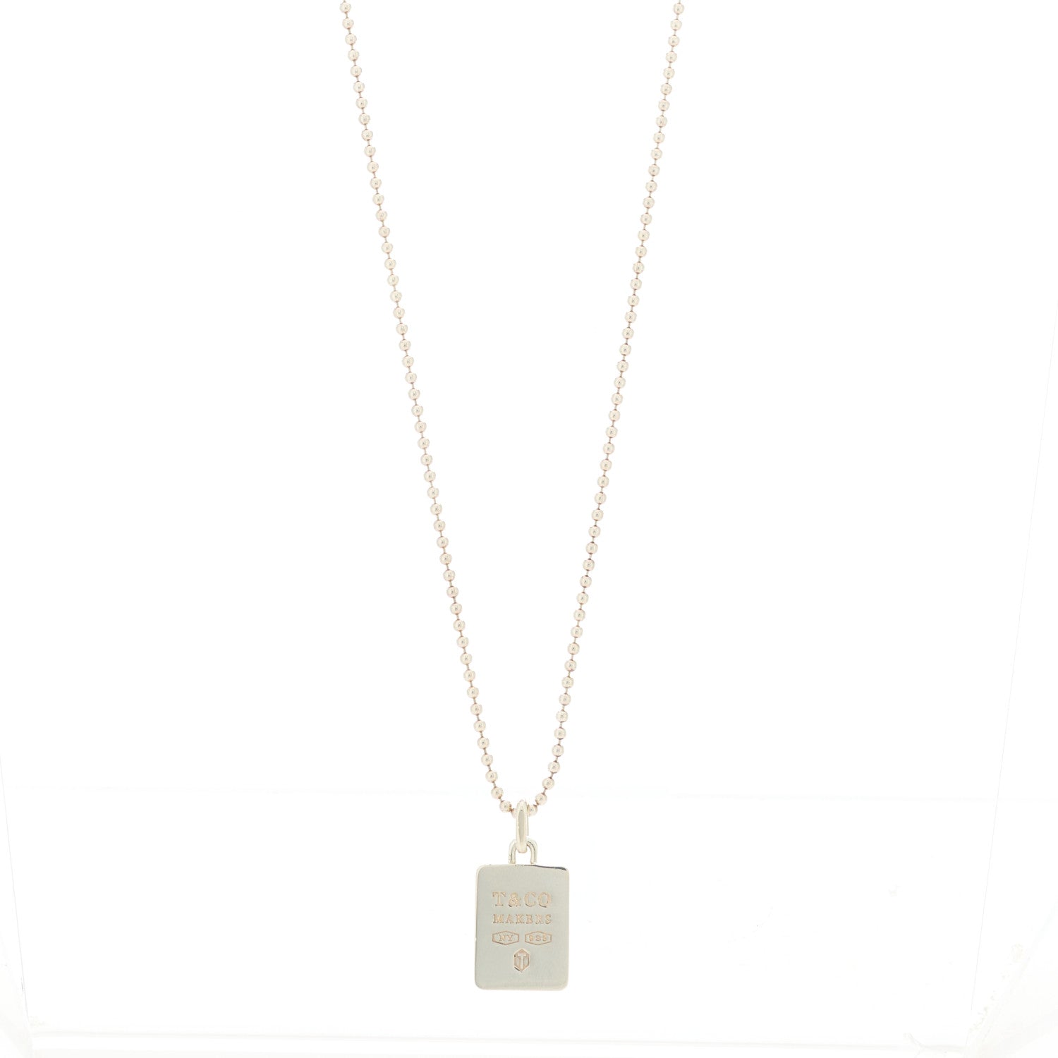 TIFFANY & CO. STERLING SILVER 1837 SQUARE PENDANT