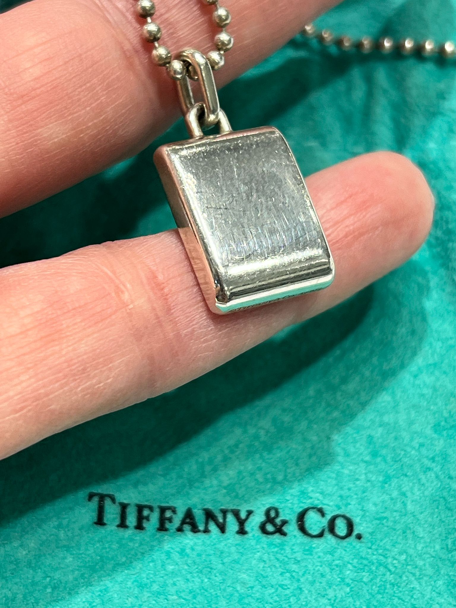 TIFFANY & CO. STERLING SILVER 1837 SQUARE PENDANT