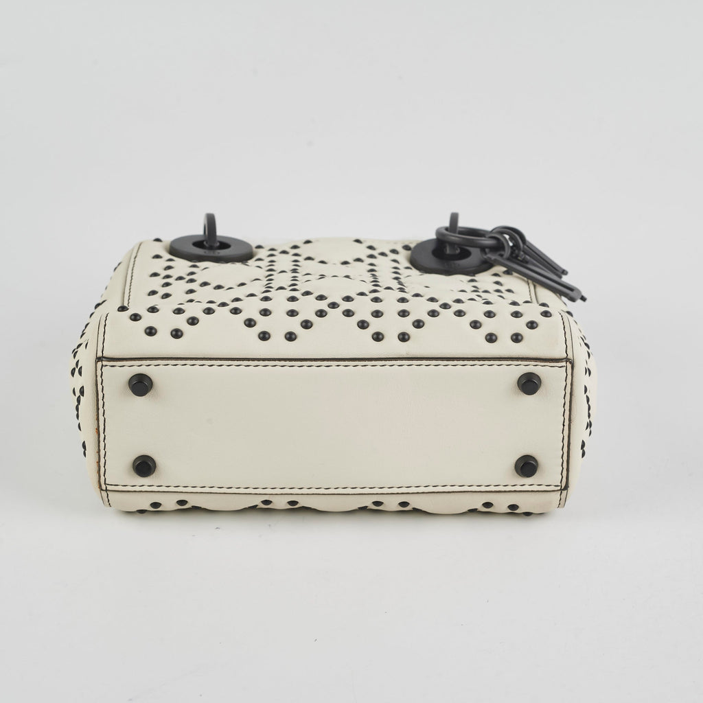 Christian Dior Mini Lady Dior Studded Ivory