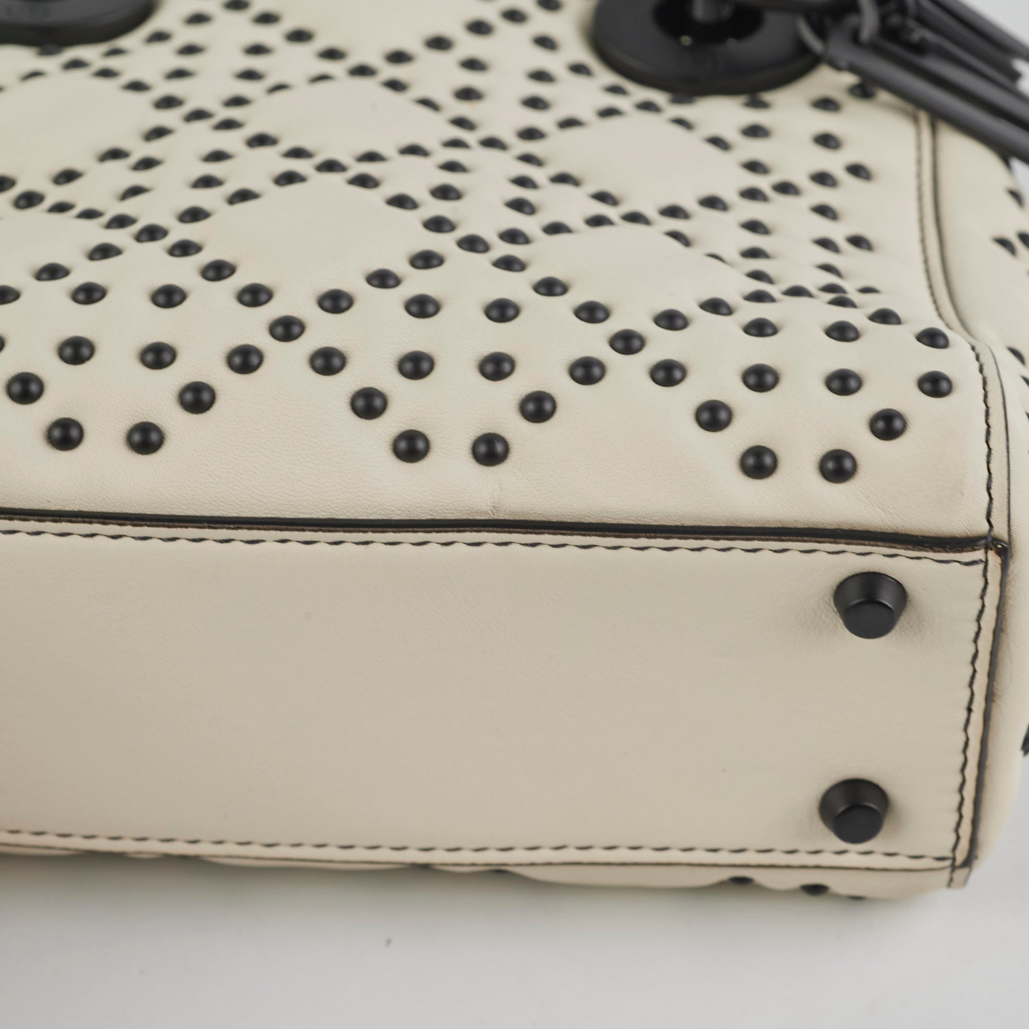 Christian Dior Mini Lady Dior Studded Ivory