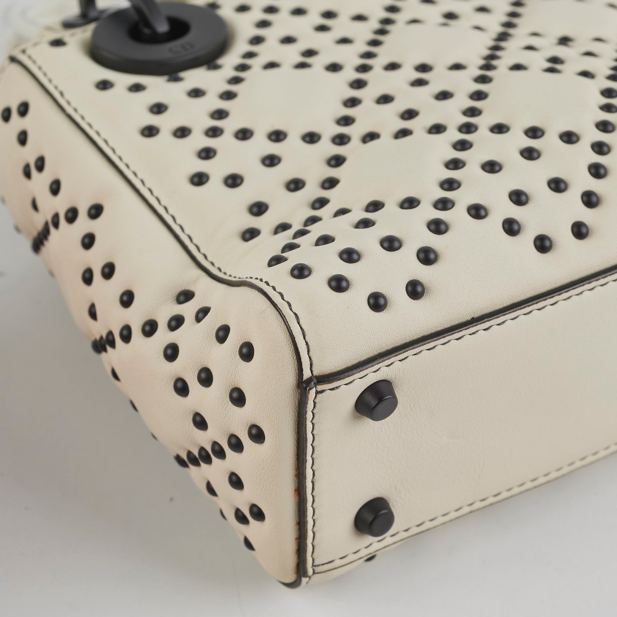 Christian Dior Mini Lady Dior Studded Ivory