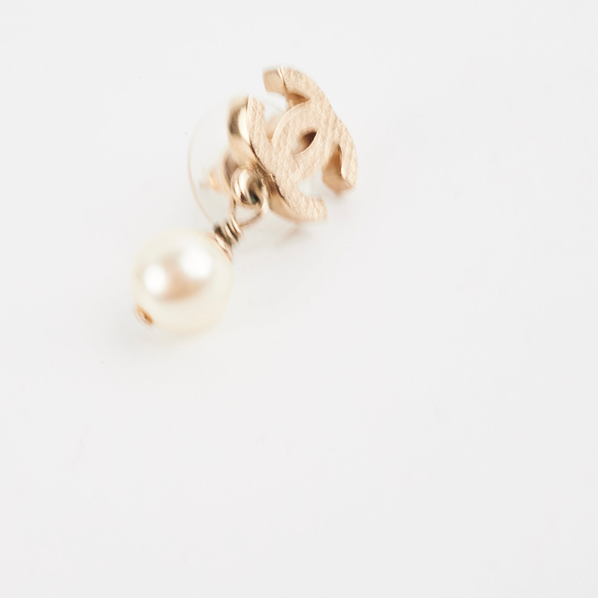 Chanel CC Gold Pearl Drop Earrings Costume Jewellery