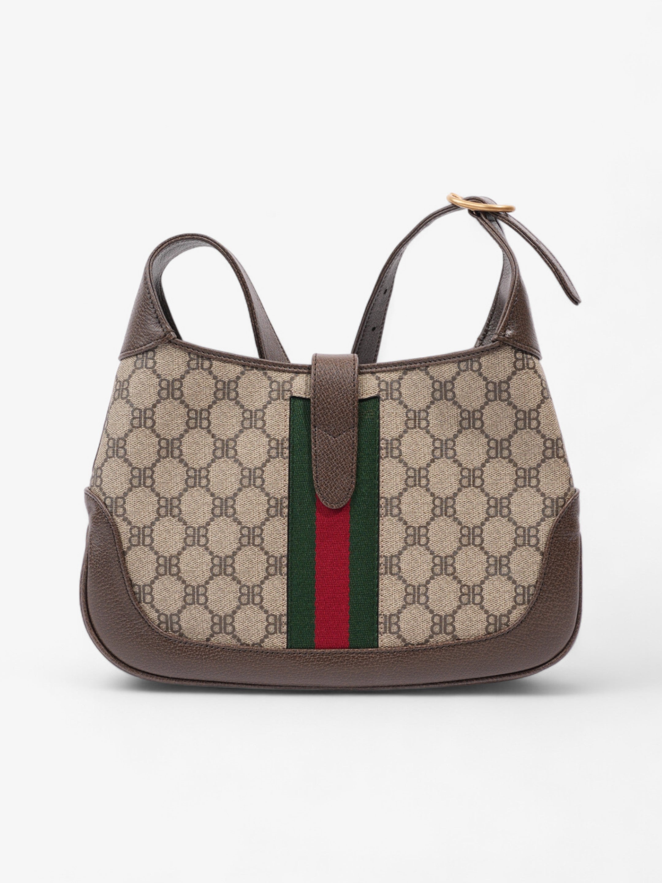 Gucci Gucci X Balenciaga Jackie 1961 Beige And Ebony GG Supreme Coated Canvas Small