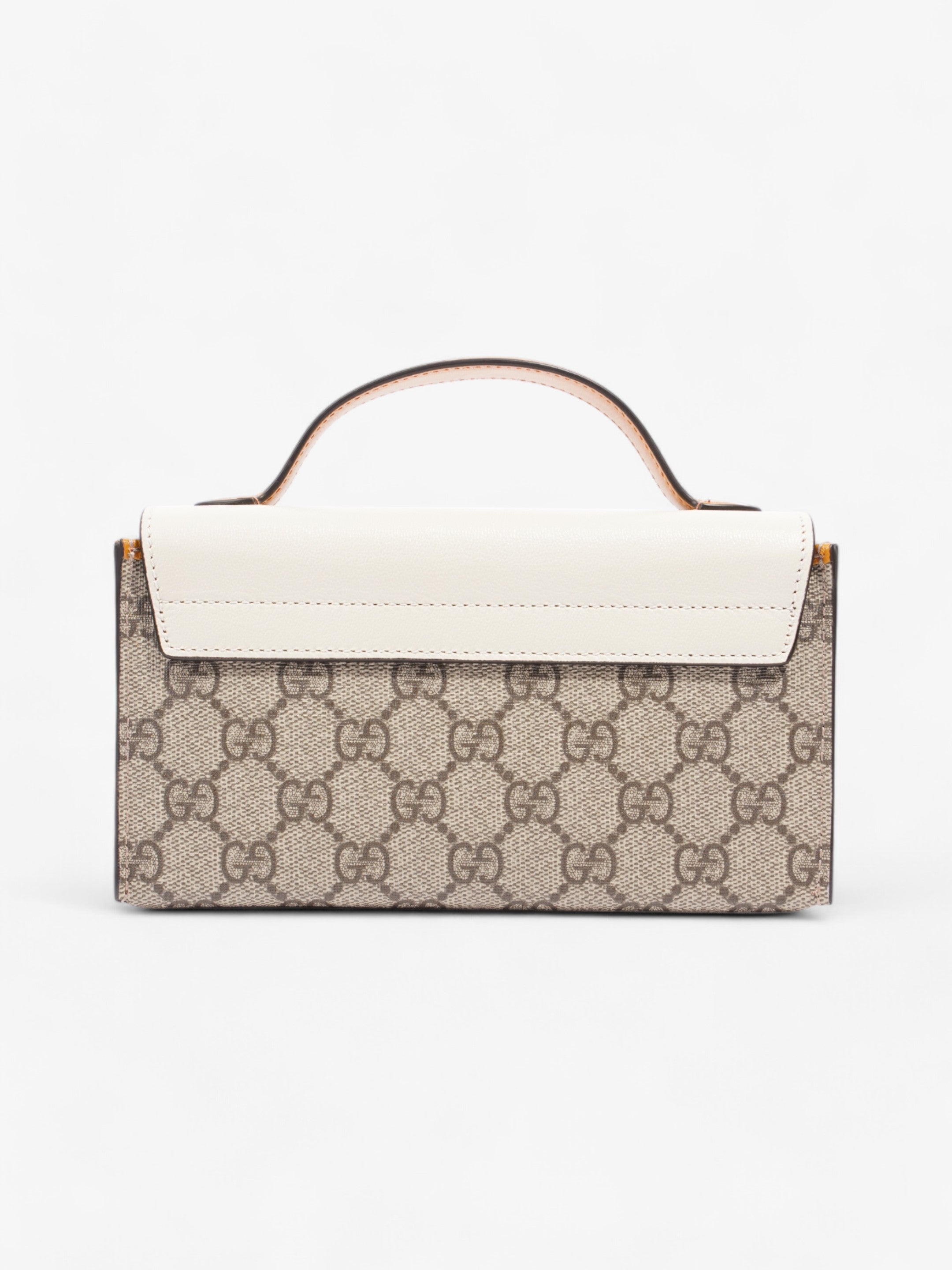 Gucci Padlock Top Handle GG Supreme / Cream / Mustard Calfskin Leather Mini