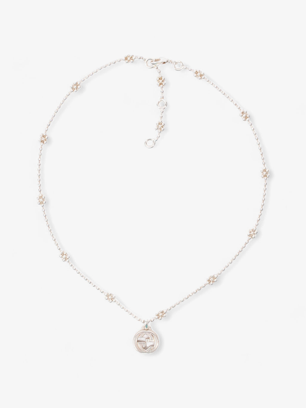 Gucci Interlocking G Necklace with Flower Silver Silver Sterling