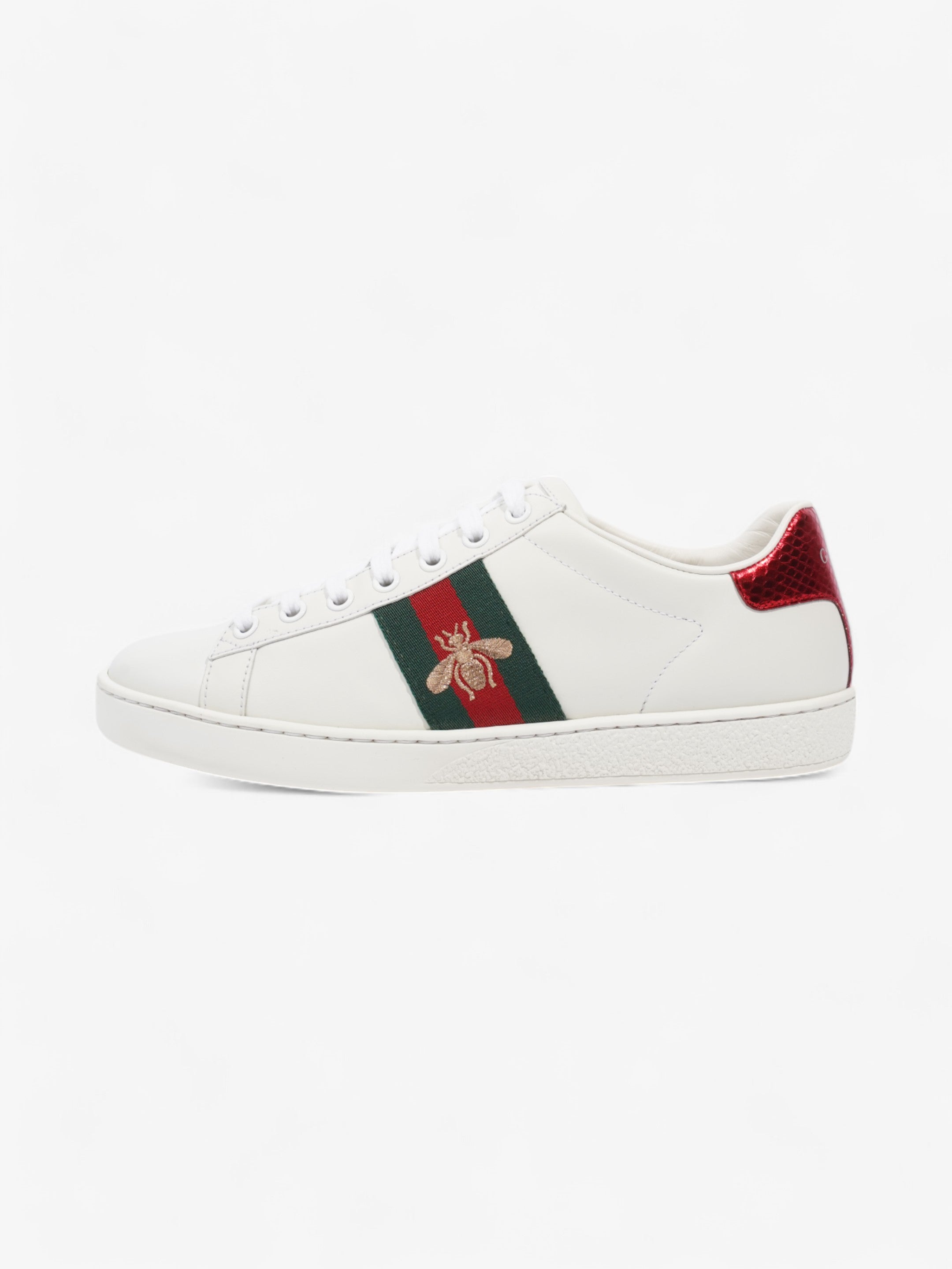 Gucci New Ace Low Bee White  / Green / Red Leather EU 37 UK 4