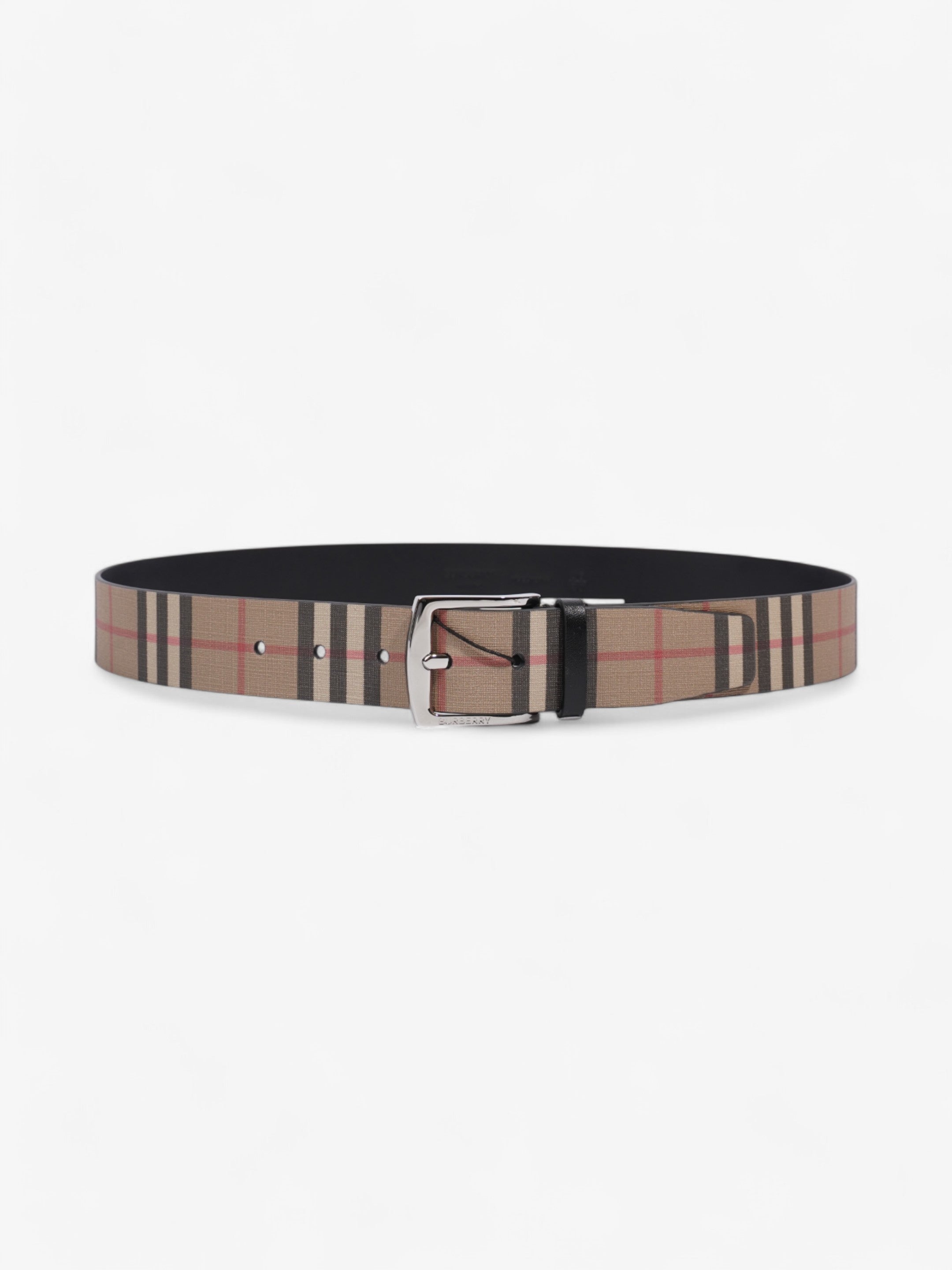 Burberry Checkered Belt Beige Checkered / Black Leather 90cm 36"