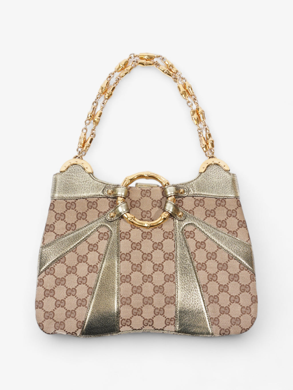Gucci x Tom Ford Bamboo Chain Shoulder Bag GG Supreme / Metallic Canvas