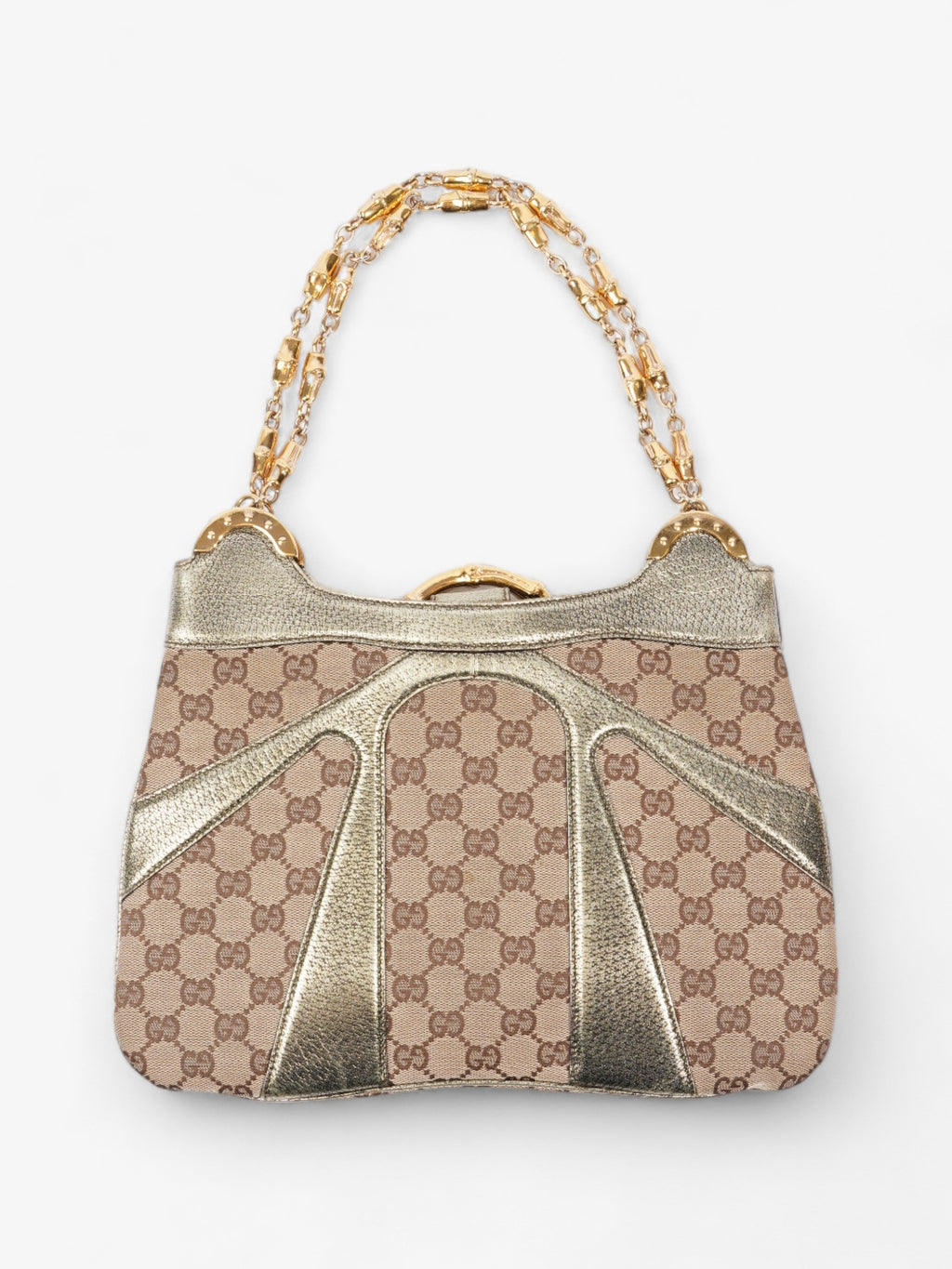 Gucci x Tom Ford Bamboo Chain Shoulder Bag GG Supreme / Metallic Canvas