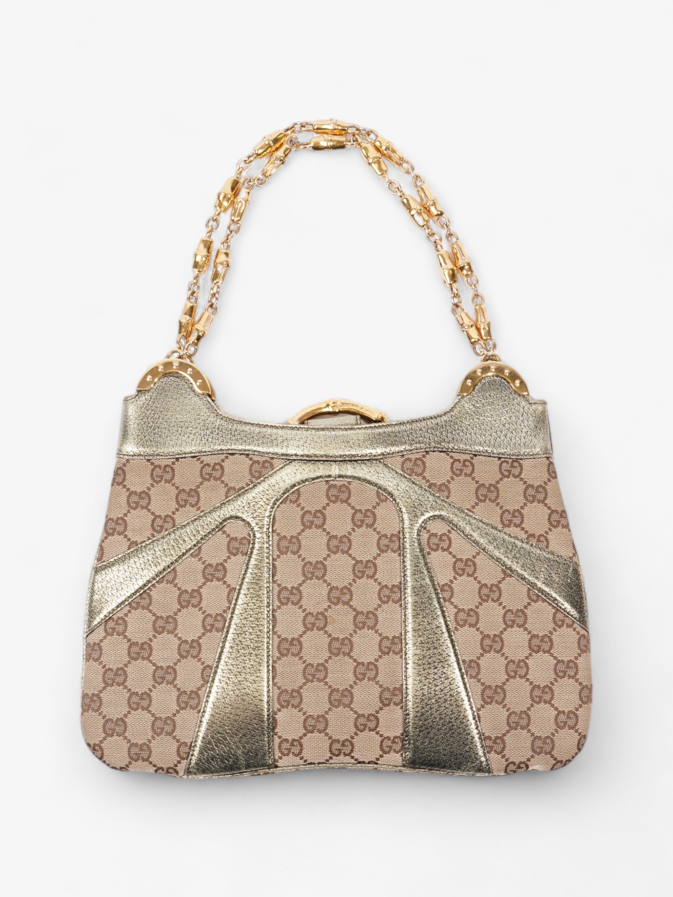 Gucci x Tom Ford Bamboo Chain Shoulder Bag GG Supreme / Metallic Canvas