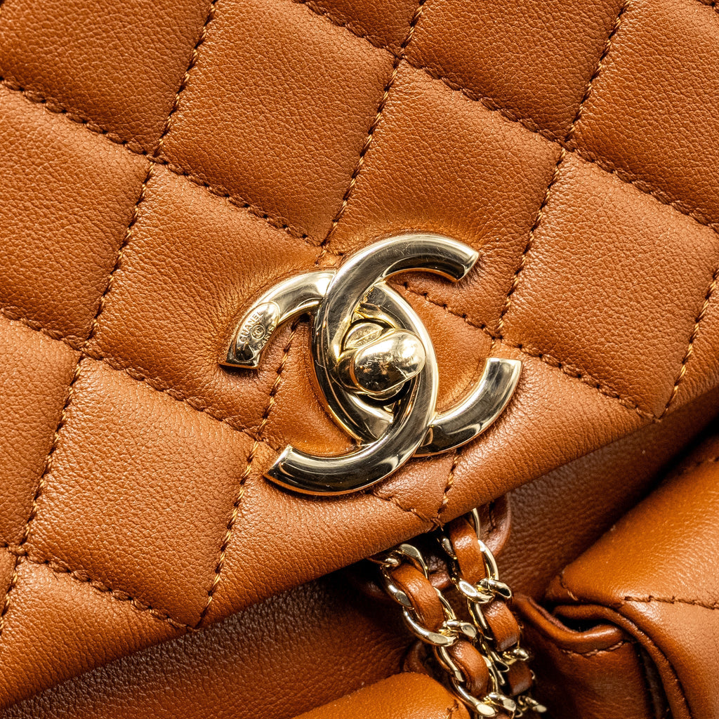 Chanel 23a Triple Pack Backpack Calfskin Caramel L (microchip)