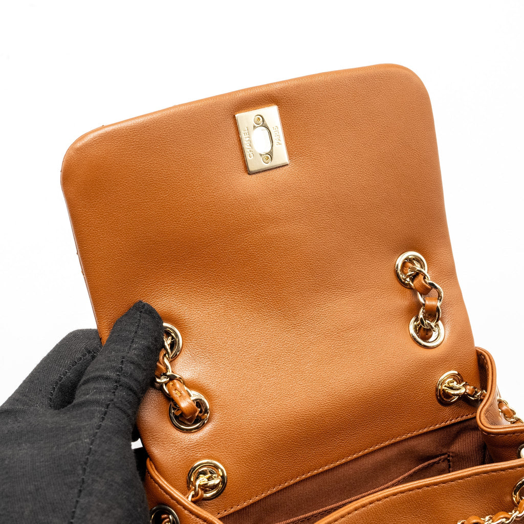 Chanel 23a Triple Pack Backpack Calfskin Caramel L (microchip)