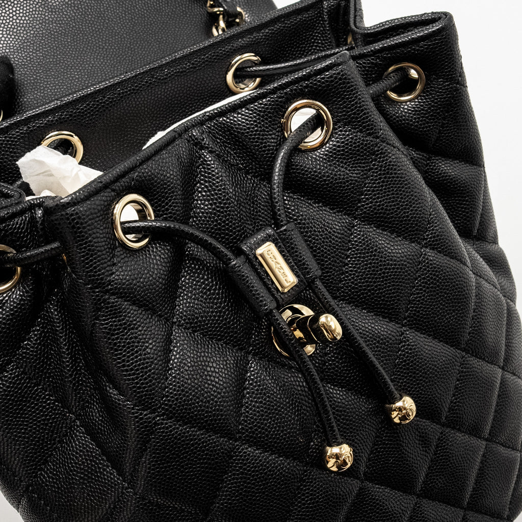 Chanel 23s Quilted Mini Backpack Caviar Black L (Microchip)
