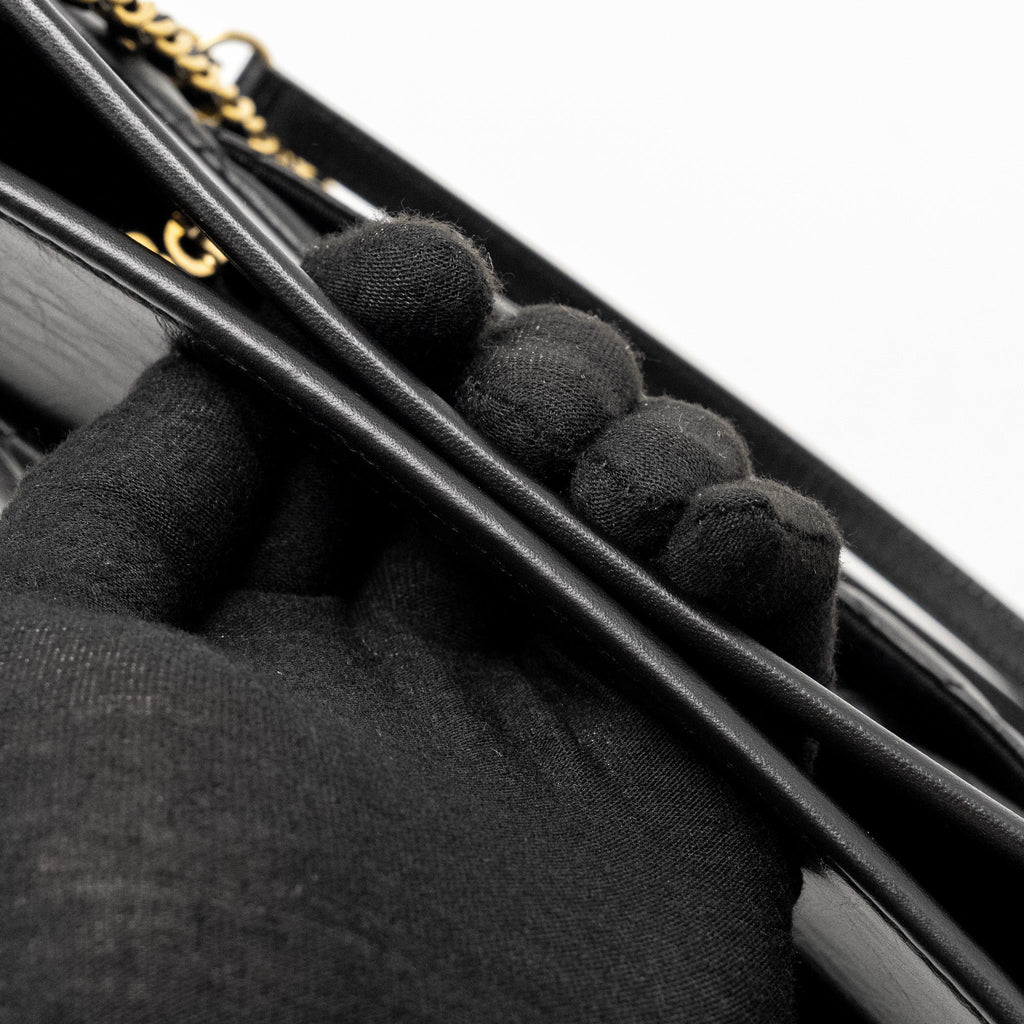 Chanel 23S Clutch Bag With Chain Calfskin Black Brush  (microchip)
