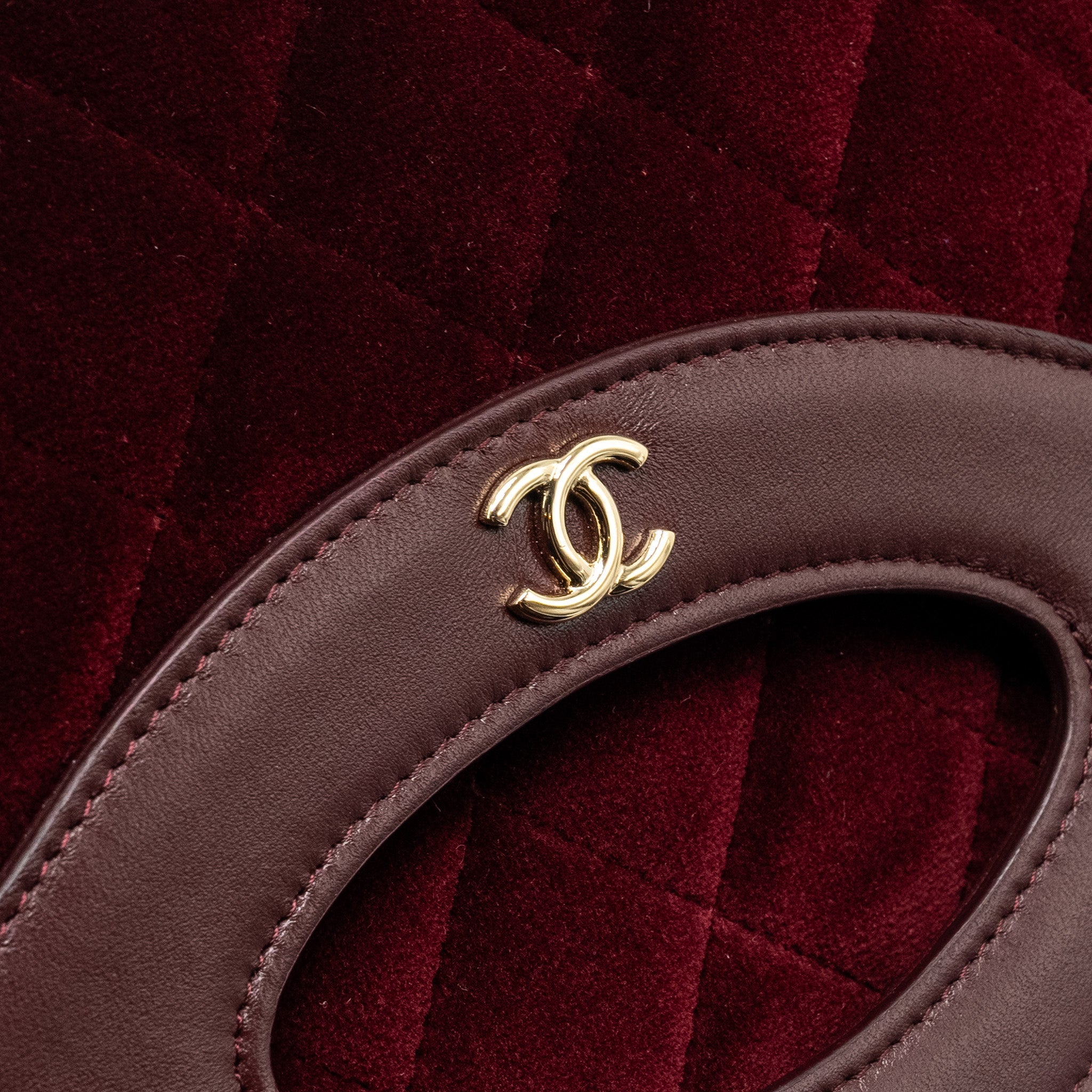 Chanel Folding Clutch Bag Velvet/Lambskin Burgundy L