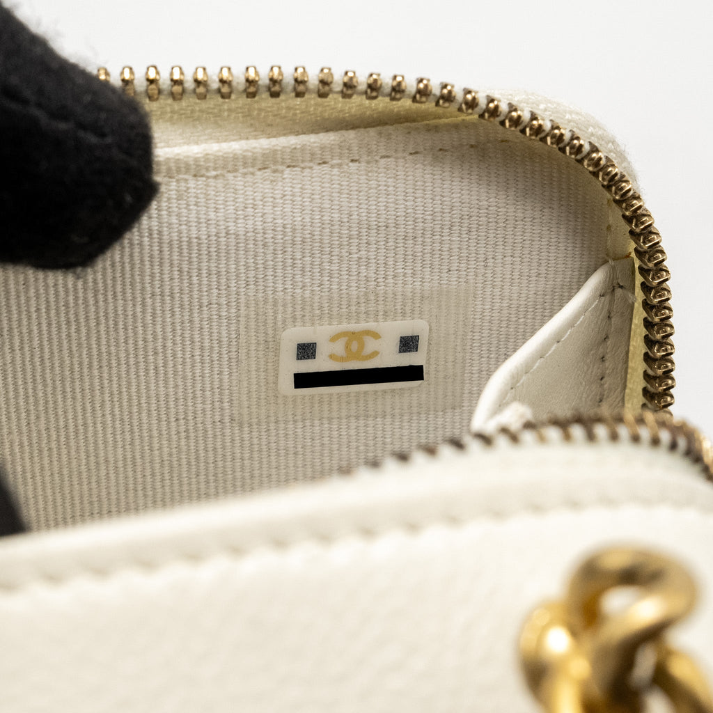 Chanel Boy Chain Clutch Caviar White  (Microchip)
