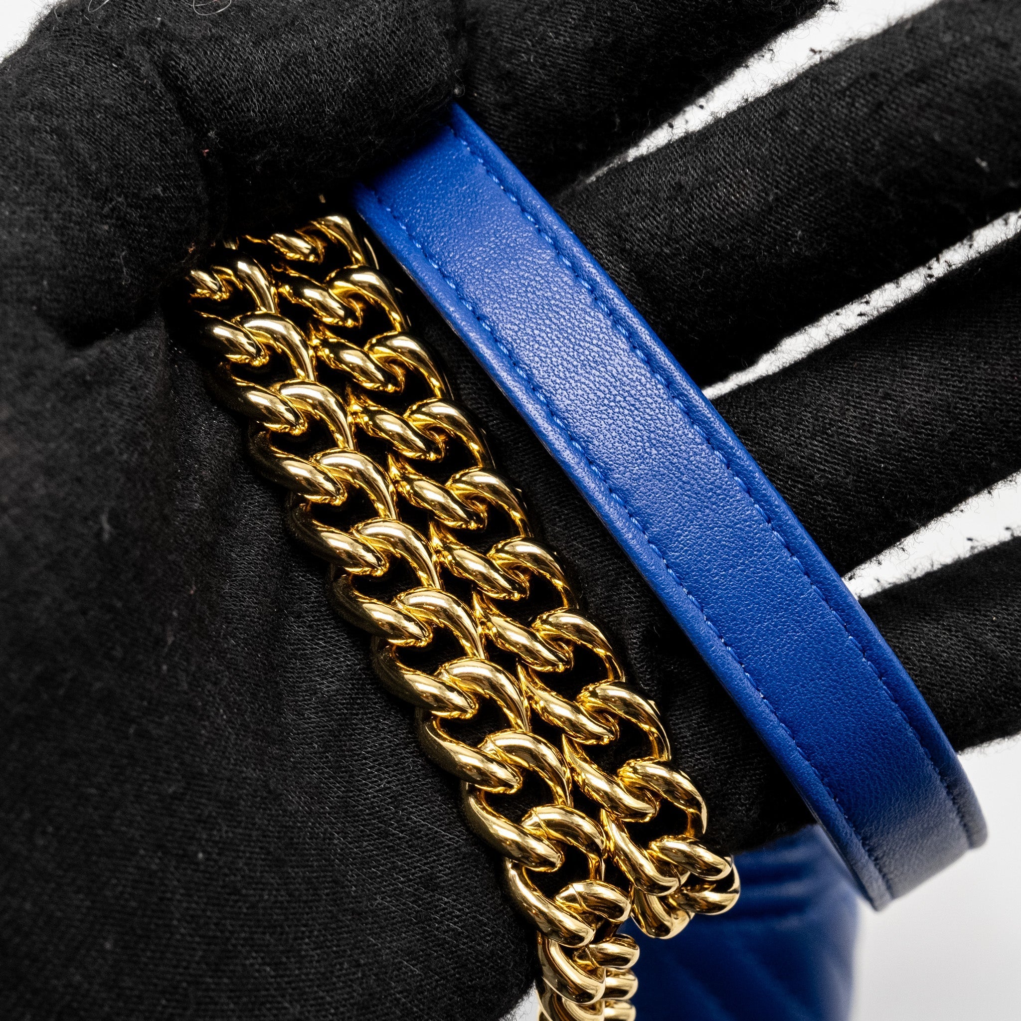 Chanel Boy Clutch with Chain  Chervon Lambskin Blue