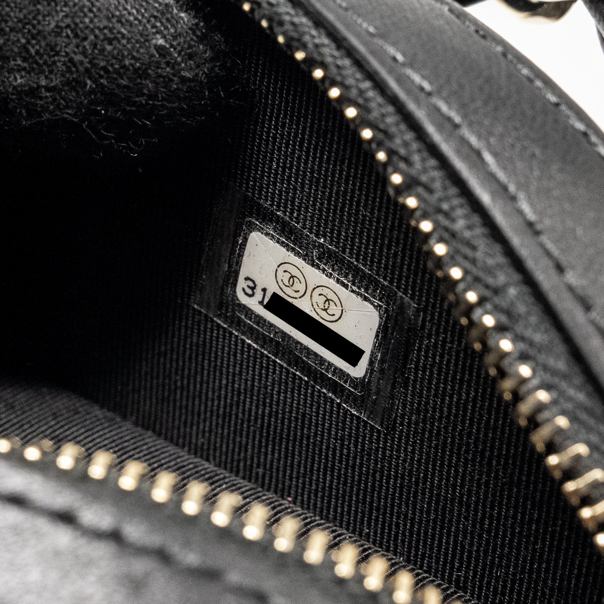Chanel 22C Round Clutch With Chain Lambskin Black