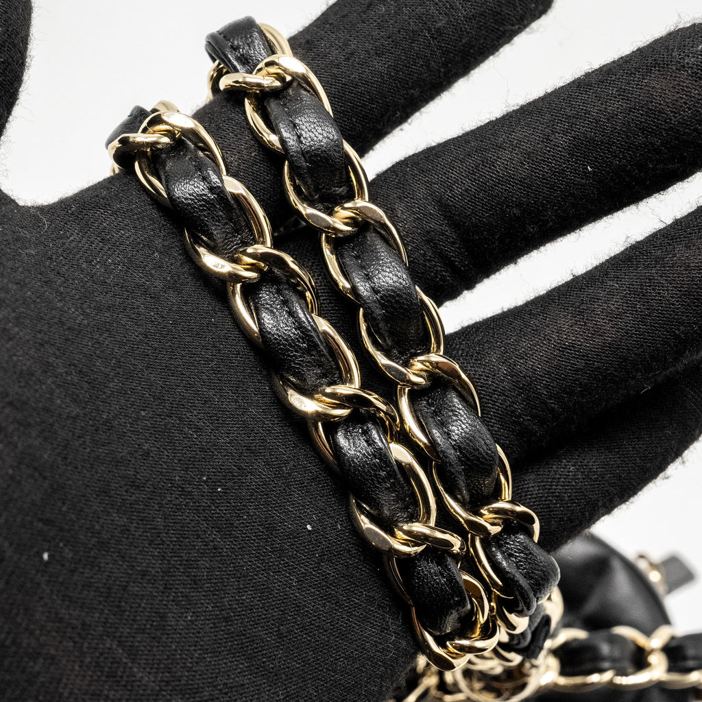 Chanel 22C Round Clutch With Chain Lambskin Black