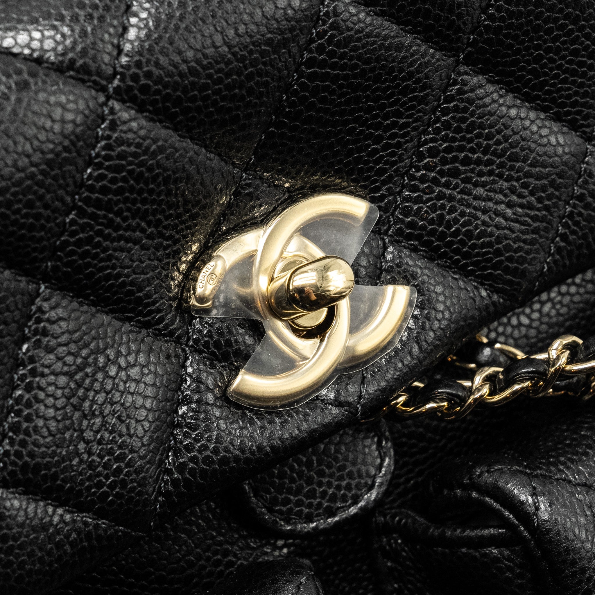CHANEL 24A Mini Duma Backpack Grained Calfskin Black L (Microchip)