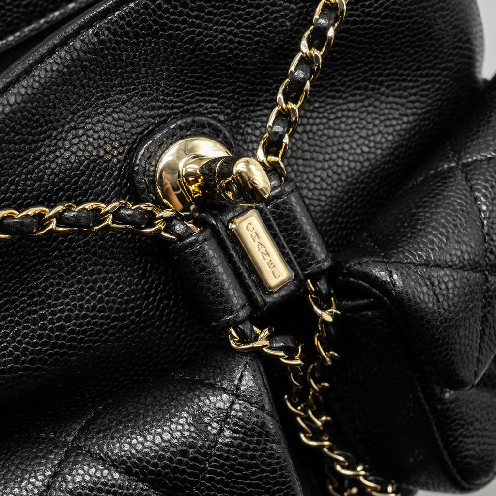 CHANEL 24A Mini Duma Backpack Grained Calfskin Black L (Microchip)