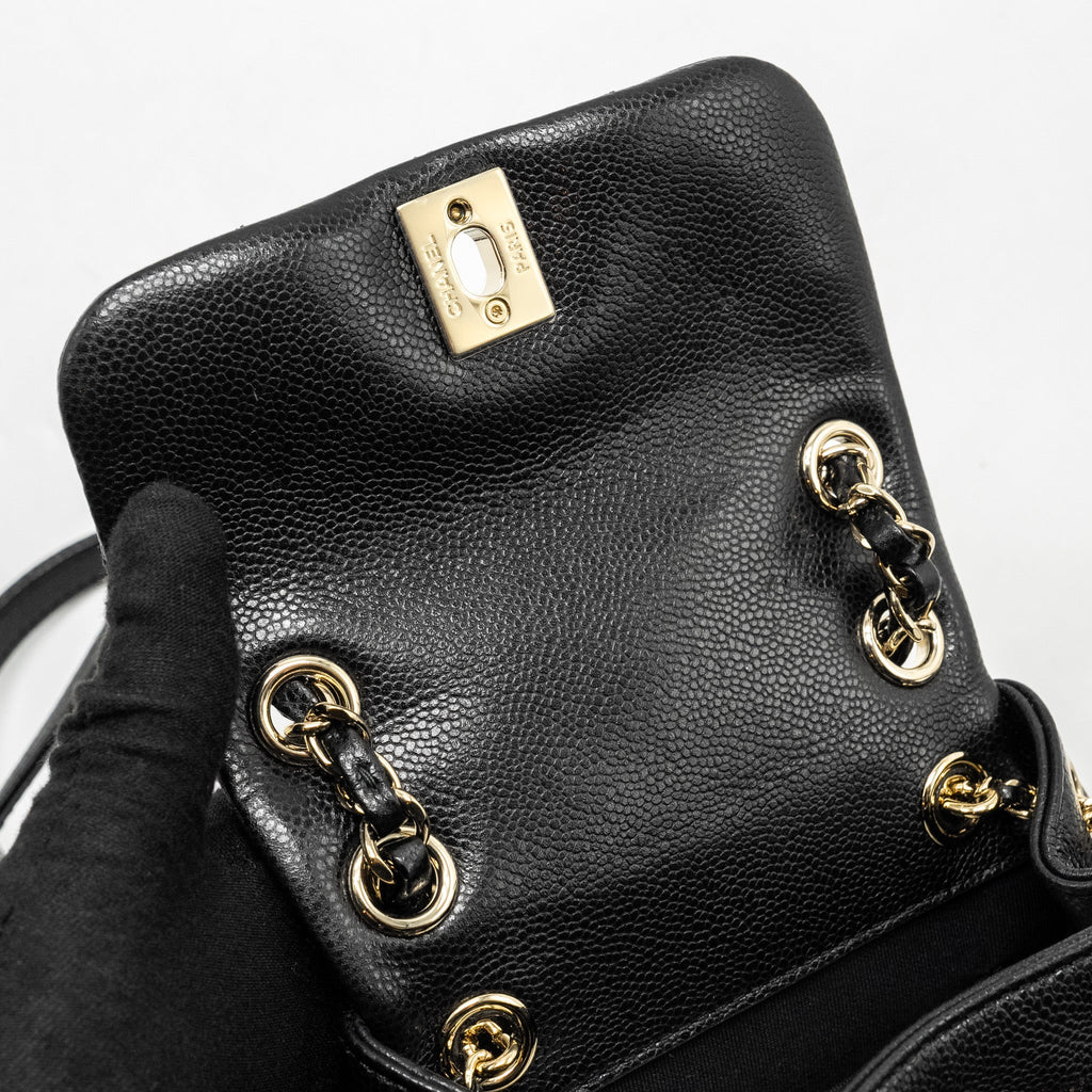 CHANEL 24A Mini Duma Backpack Grained Calfskin Black L (Microchip)