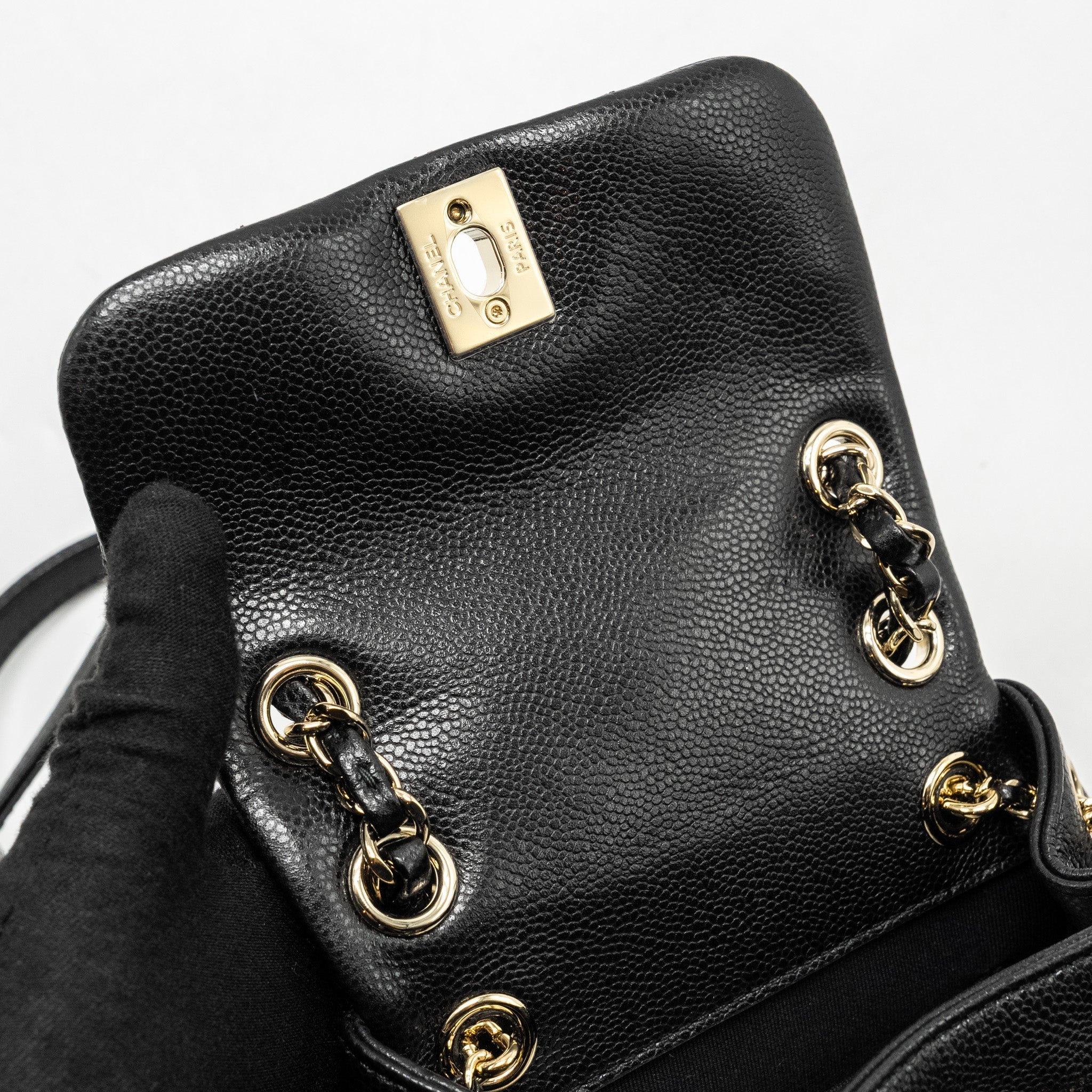 CHANEL 24A Mini Duma Backpack Grained Calfskin Black L (Microchip)