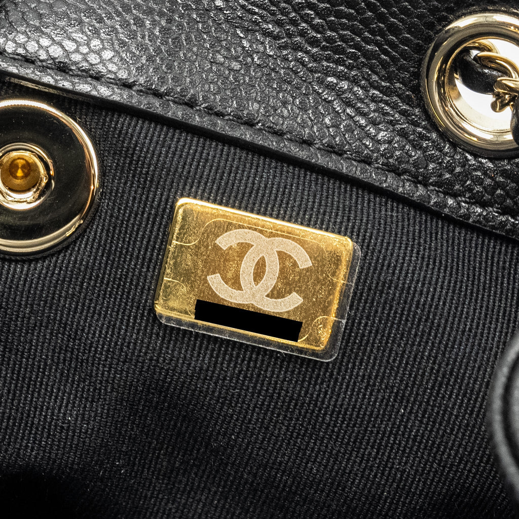 CHANEL 24A Mini Duma Backpack Grained Calfskin Black L (Microchip)