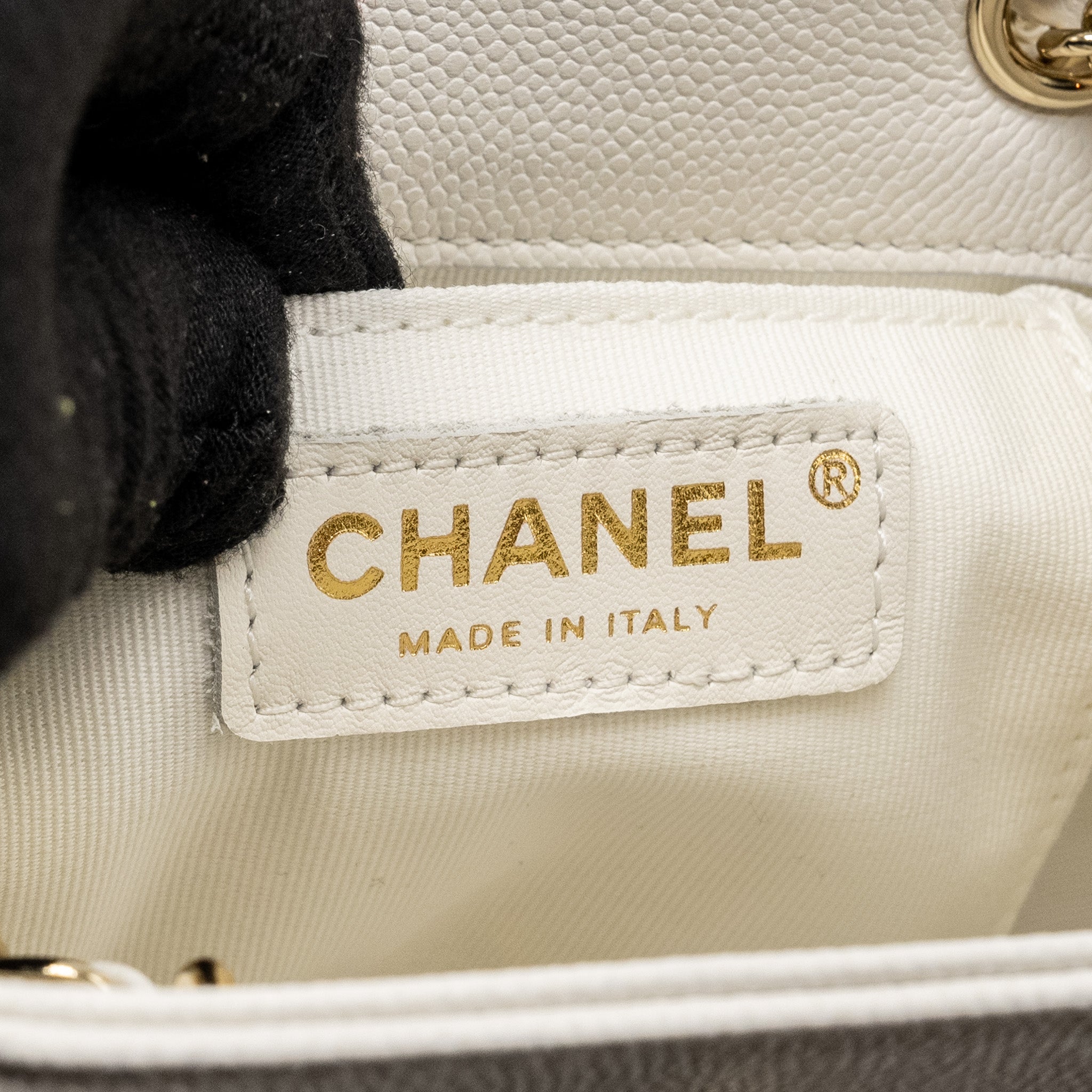 Chanel 23K Triple Pocket Mini Backpack Caviar White L (Microchip)