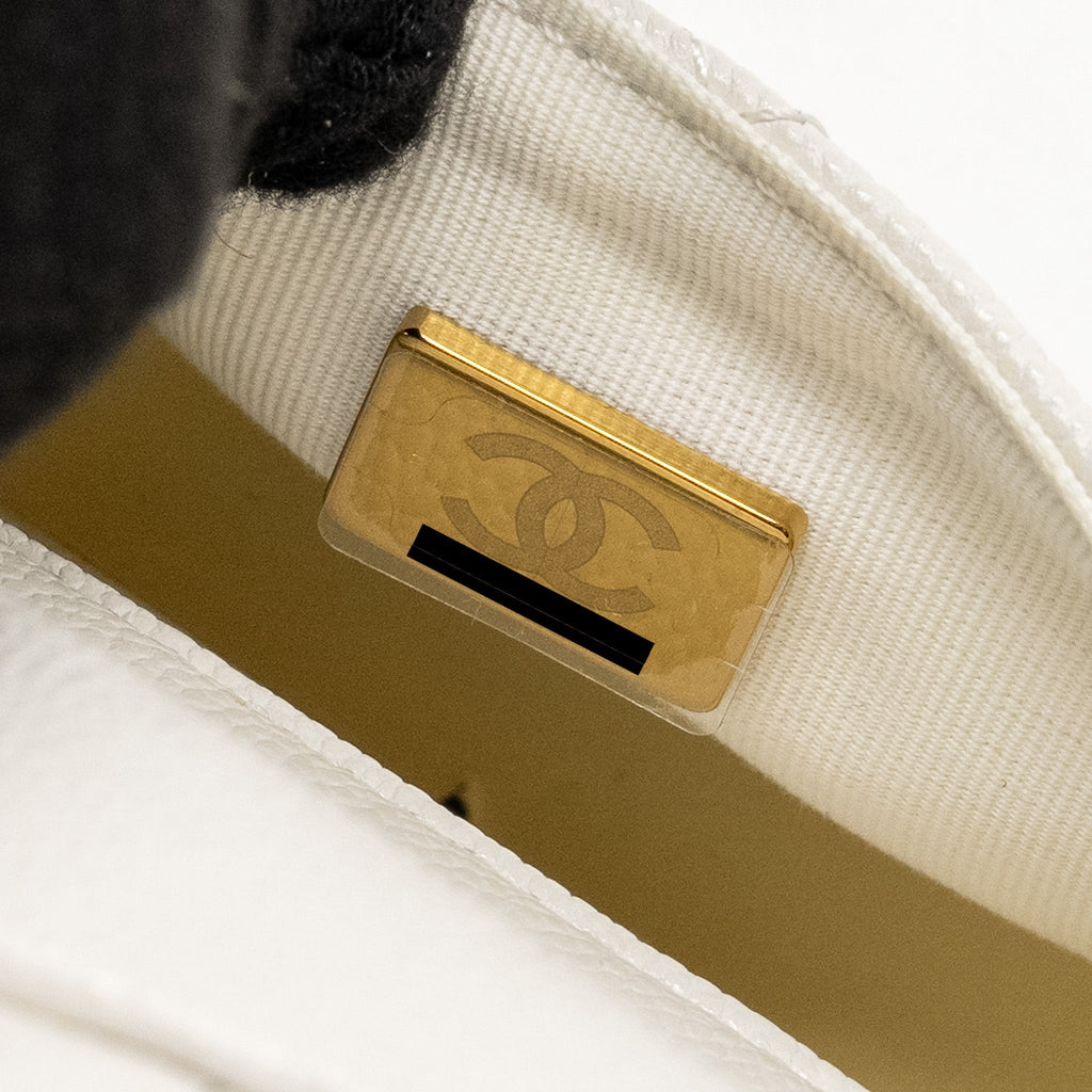 Chanel 23K Triple Pocket Mini Backpack Caviar White L (Microchip)
