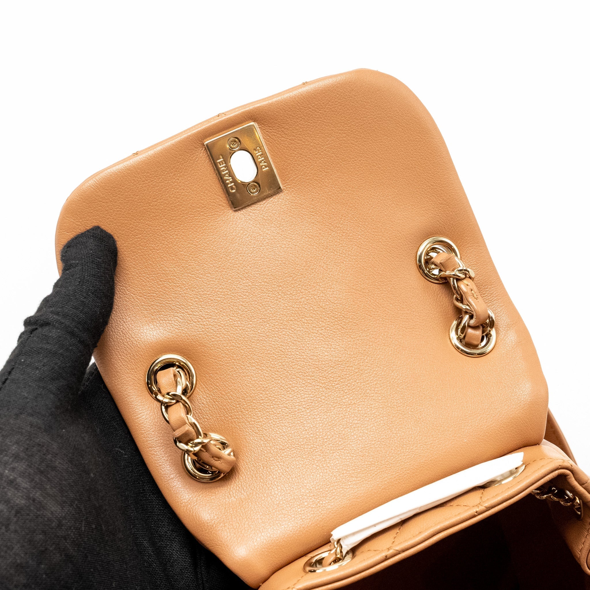Chanel 24p Mini Duma Backpack Calfskin Caramel L(microchip)