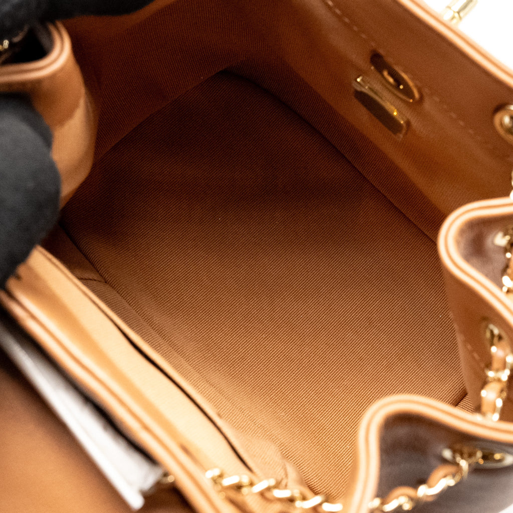 Chanel 24p Mini Duma Backpack Calfskin Caramel L(microchip)