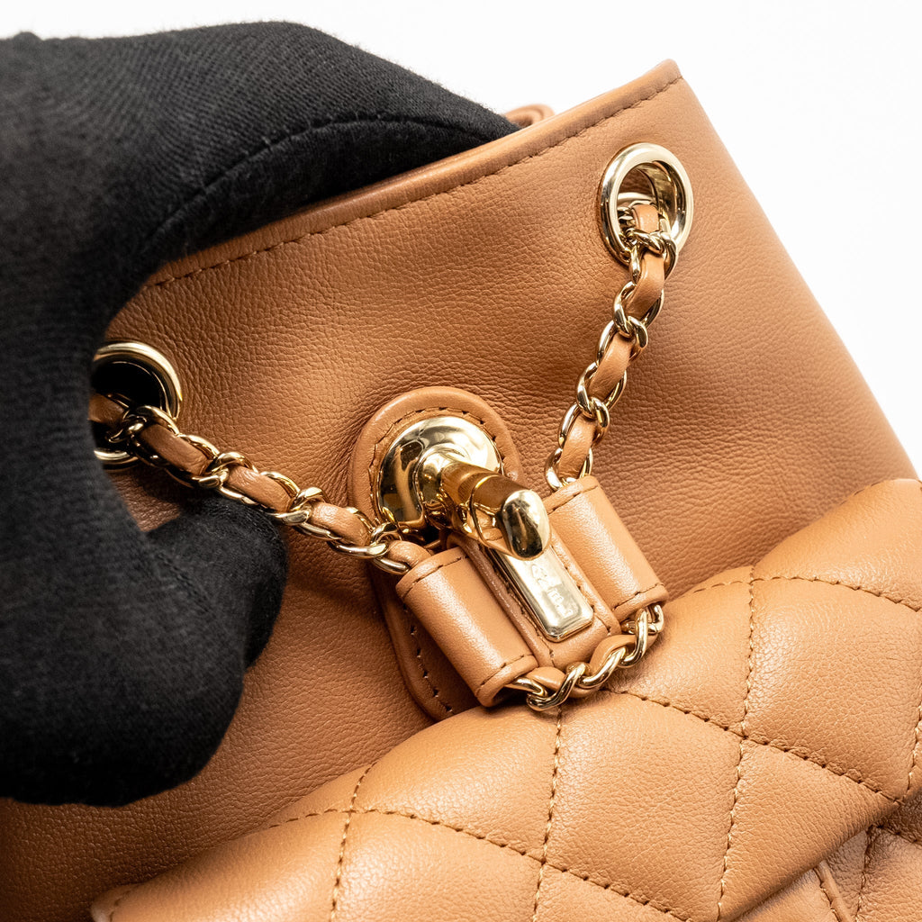 Chanel 24p Mini Duma Backpack Calfskin Caramel L(microchip)