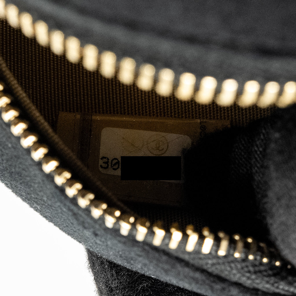 Chanel Pearl Crush Round Clutch Quilted Velvet Black L
