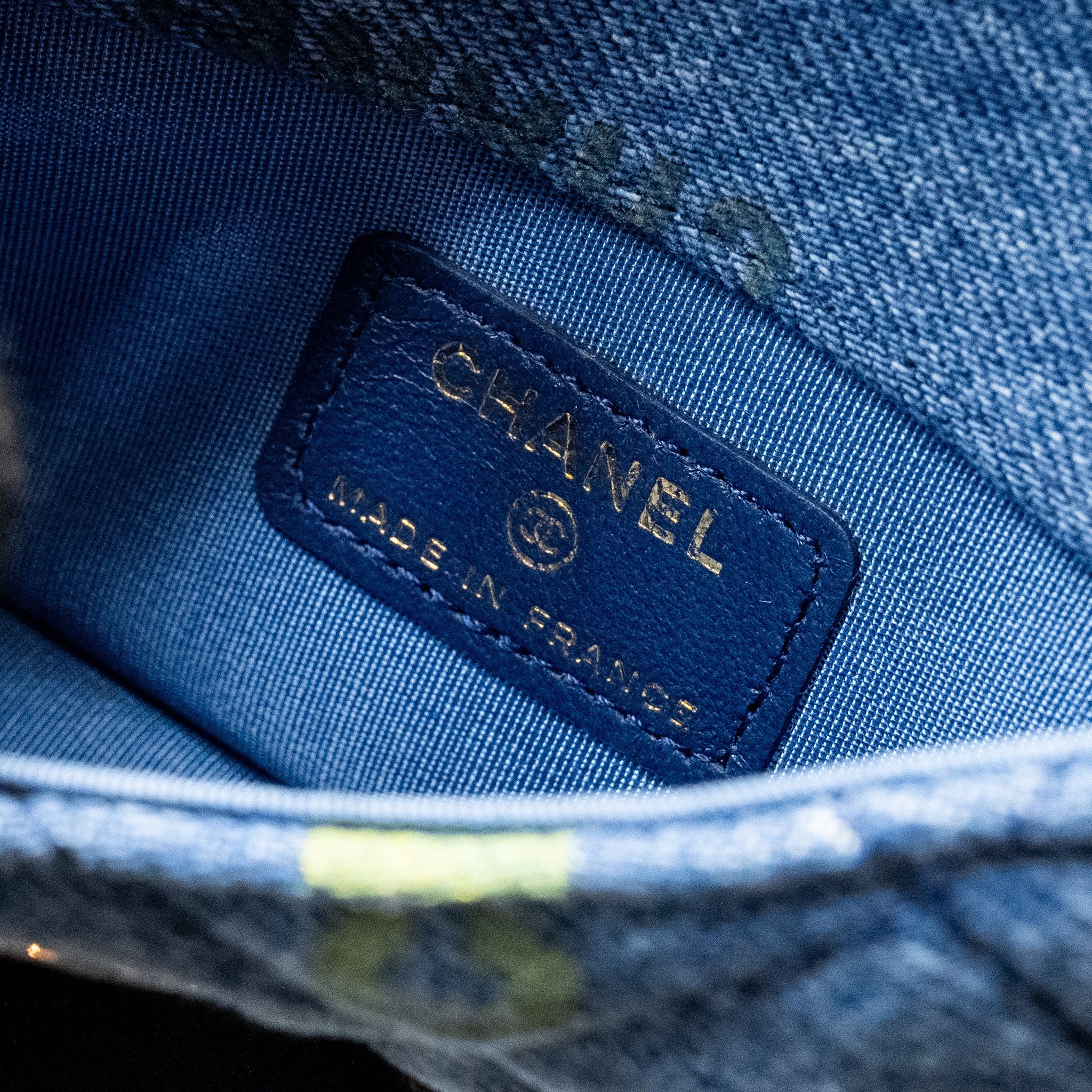 Chanel 22p Logo Printed Mini Clutch With Chain Denim Blue/Multicolour L