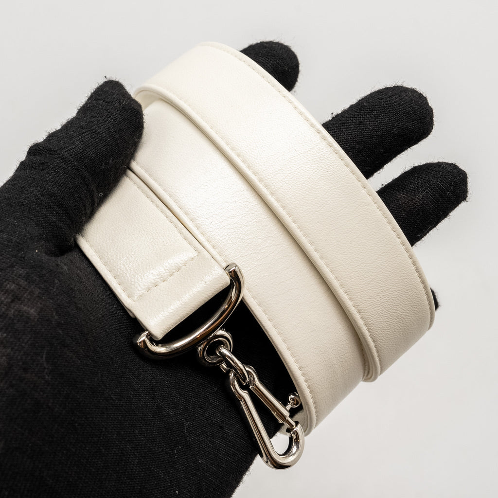 Chanel Metal Bar Clutch Bag Lambskin White